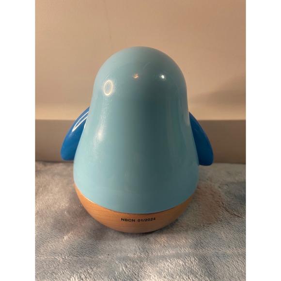 Hape Penguin Musical Wobbler E0331 Blue Wooden Baby Sensory Roly Poly Toy - Picture 2 of 4